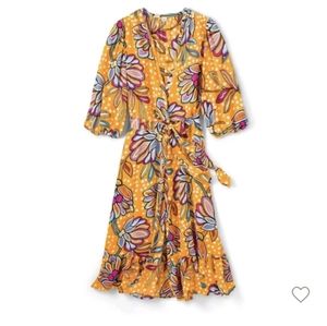 SALE🌞NWT Tabitha Brown Orange Floral Polka Dot Wrap Dress / Duster - Small New